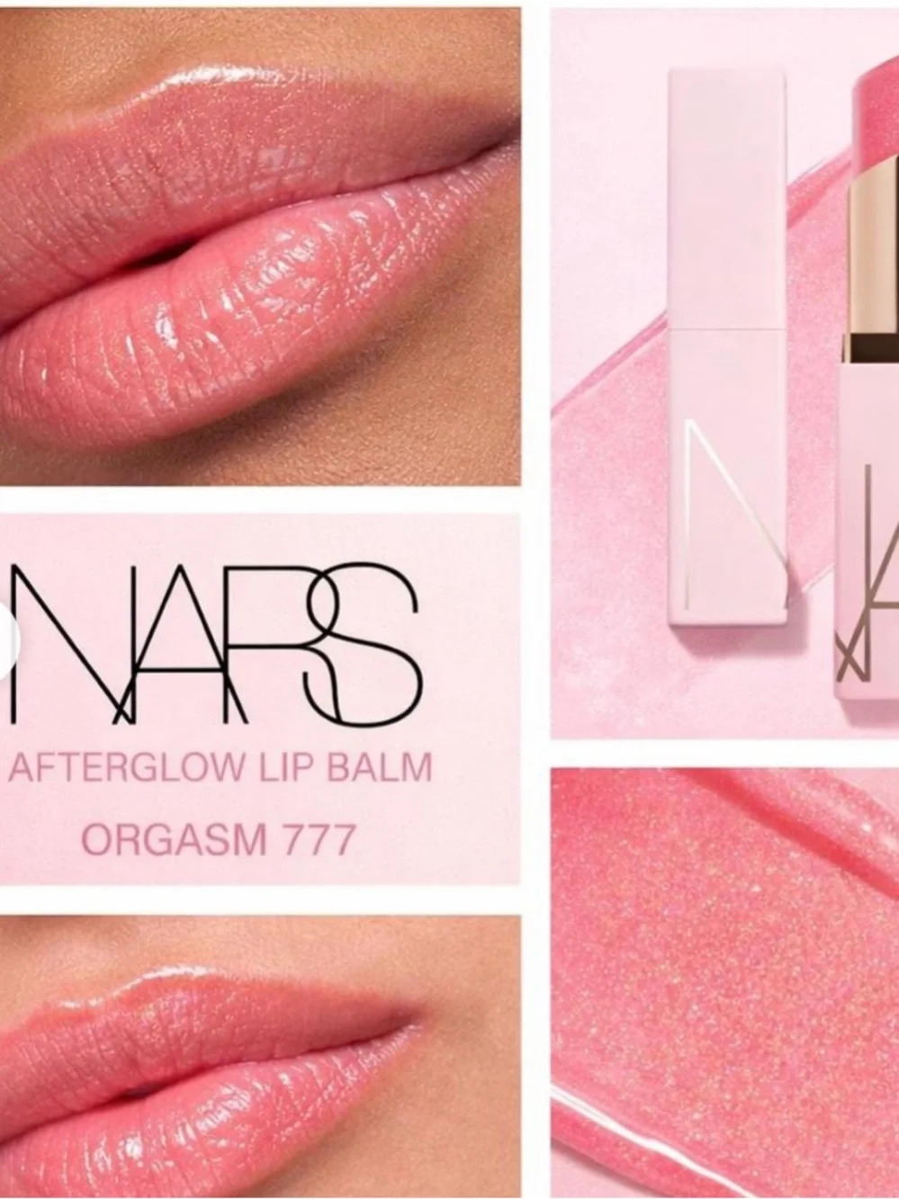 NARS Full Size Afterglow Lip Balm 777 Orgasm, Peachy Pink w Gold Shimmer NEW NIB